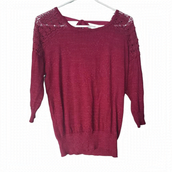 reitman's burgundy sparkle sweater 3/4 sleeves medium - Picture 1 of 5